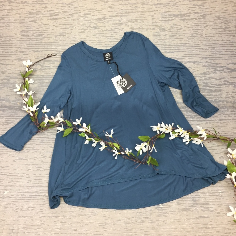 Babeau teal 3/4 sleeve flowing blouse